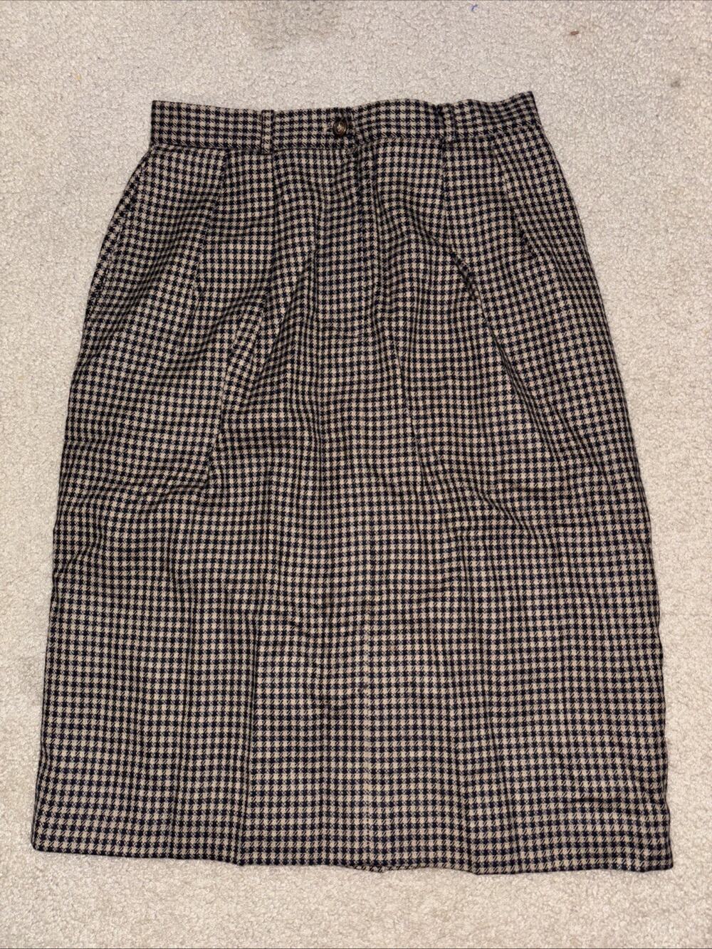 Vintage Jason Prescott Pencil Skirt Checkered Size 18 100% Wool